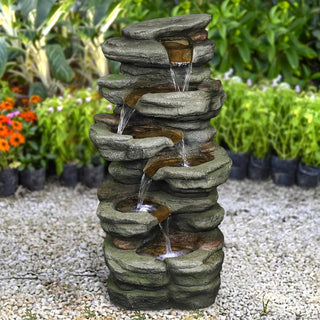 Westin Fountain 30.7in H 6-tier Rock Cascading WaterFountain w/LED Lights