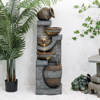 ZEN Flowing Fountain Outdoor Water Fountain 5-Tier Cascading Waterfall