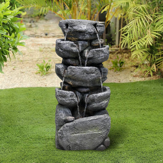 31.4-inch Tall Indoor/Outdoor Water Fountain with Warm White Light