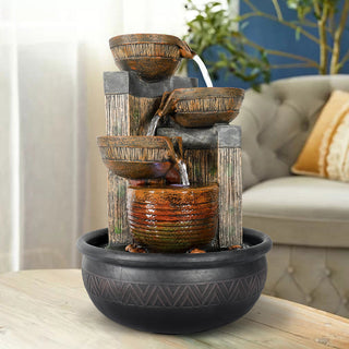 ZEN Flowing Fountain 11.4-inch Indoor Tabletop 4-tier Water Fountain