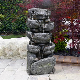 31.4-inch Tall Indoor/Outdoor Water Fountain with Warm White Light