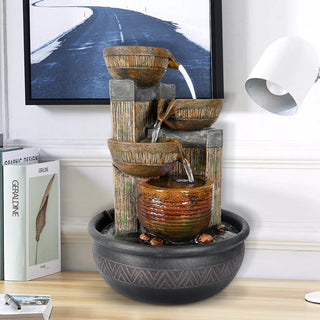 ZEN Flowing Fountain 11.4-inch Indoor Tabletop 4-tier Water Fountain