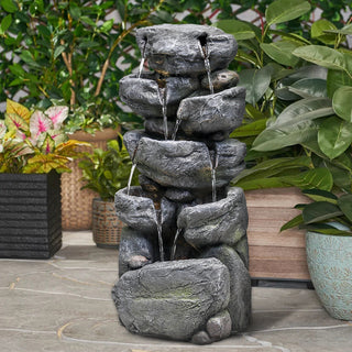 31.4-inch Tall Indoor/Outdoor Water Fountain with Warm White Light