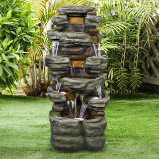 47.2-inch Tall Indoor/Outdoor 5-tier Symmetry Large Water Fountain with Pump & Cool White Light