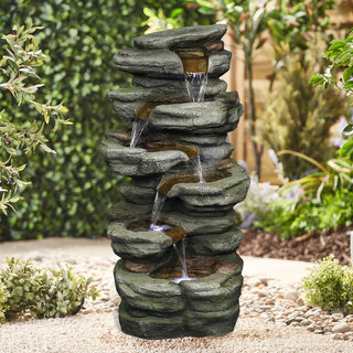 Westin Fountain 30.7in H 6-tier Rock Cascading WaterFountain w/LED Lights