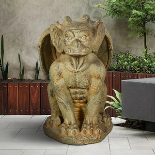 ZEN Flowing Fountain 16.1-inch Tall Sitting Winged Gargoyle Halloween Figurines Guardian Statues