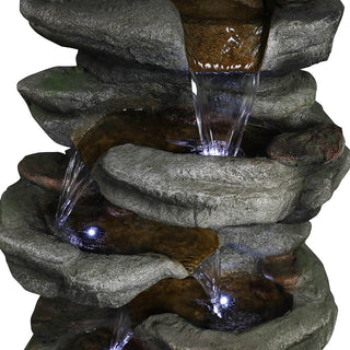 Westin Fountain 30.7in H 6-tier Rock Cascading WaterFountain w/LED Lights 