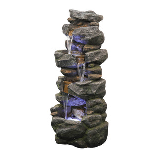 Westin Home Garden Water Feature, Indoor/Outdoor 4-tier Large Water Fountain with Pump & Cool White Light