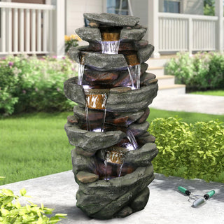 Westin Fountain 40.6" H Resin Rock Outdoor Water Fall w/LED Light.