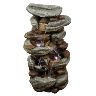 Westin Fountain 29" H Outdoor 4-Tier Rock Water Fountain w/LED Lights