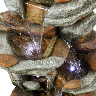 Westin Fountain 29" H Outdoor 4-Tier Rock Water Fountain w/LED Lights