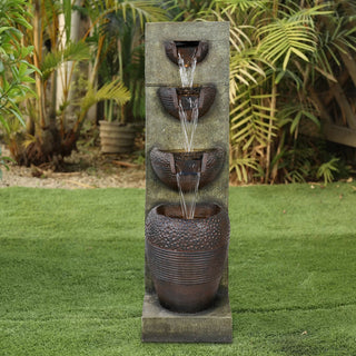 Westin Home Garden Water Feature, Indoor/Outdoor 4-tier Large Water Fountain with Pump & Warm White Light