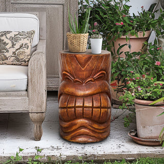 ZEN Flowing Fountain 20-inch tall Tiki Face Kanaloa Teeth Indoor/Outdoor Side Table