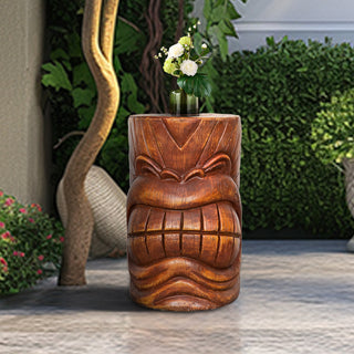 ZEN Flowing Fountain 20-inch tall Tiki Face Kanaloa Teeth Indoor/Outdoor Side Table