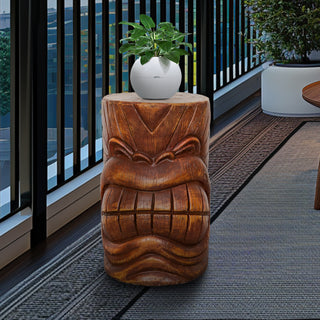 ZEN Flowing Fountain 20-inch tall Tiki Face Kanaloa Teeth Indoor/Outdoor Side Table