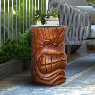 ZEN Flowing Fountain 20-inch tall Tiki Face Kanaloa Teeth Indoor/Outdoor Side Table