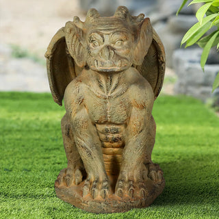 ZEN Flowing Fountain 16.1-inch Tall Sitting Winged Gargoyle Halloween Figurines Guardian Statues