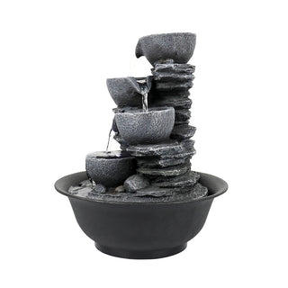 Westin Fountain 10.6-Inch H 4-Tier Bowls Cascading Tabletop Fountain with LED Light