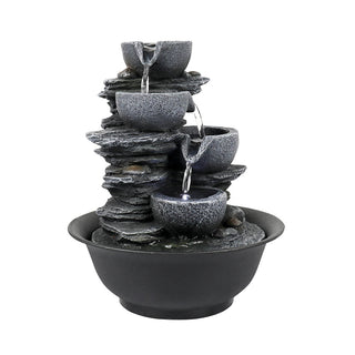 Westin Fountain 10.6-Inch H 4-Tier Bowls Cascading Tabletop Fountain with LED Light