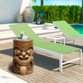 ZEN Flowing Fountain 19.6-inch Tall Grande Tiki God Kanaloa Teeth Indoor Ornamental Outdoor Concrete Stool End Table