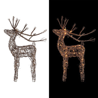 Standing Rattan Reindeer with 60 Warm White LED Lights