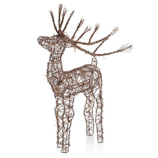 Standing Rattan Reindeer with 60 Warm White LED Lights