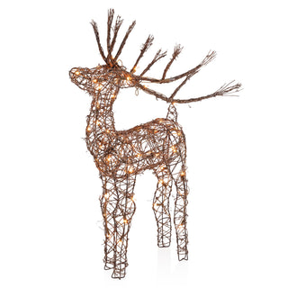 Standing Rattan Reindeer with 60 Warm White LED Lights