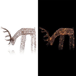 Grazing Rattan Reindeer with 60 Warm White LED Lights