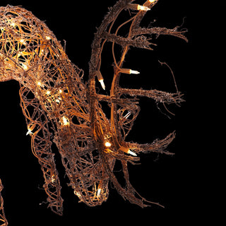 Grazing Rattan Reindeer with 60 Warm White LED Lights
