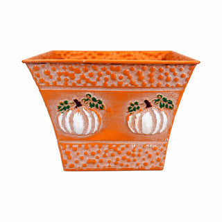 Metal Planters with Pumpkin Design
