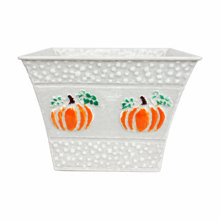 Metal Planters with Pumpkin Design
