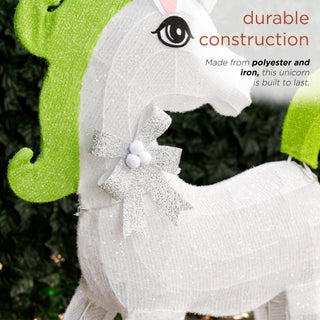 White Mesh Light-Up Unicorn with Green Mane and Tail