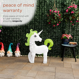 White Mesh Light-Up Unicorn with Green Mane and Tail