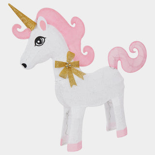 White Mesh Light-Up Unicorn with Pink Mane and Tail