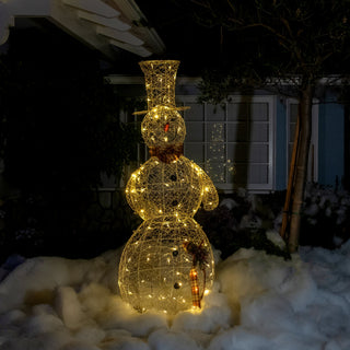 Gold Wire Snowman Décor with 100 Warm White LED Lights -XLrg