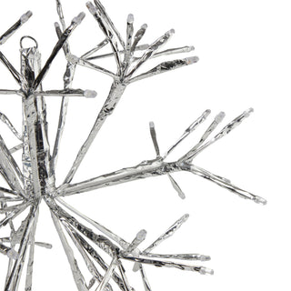 White Snowflake Hanging Ornament with Cool White LEDs - Lg