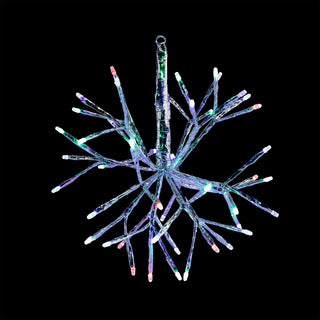 Multicolor Snowflake Hanging Ornament w/Multiclr/Wht LEDs-Sm