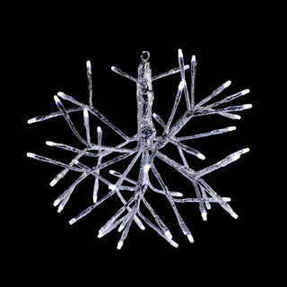 White Snowflake Hanging Ornament with Cool White LEDs - Sm