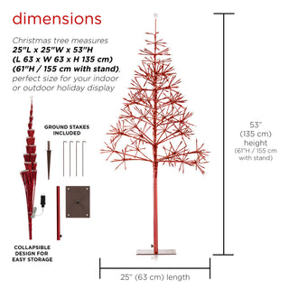 Festive Red Christmas Tree with Warm White LED Lights