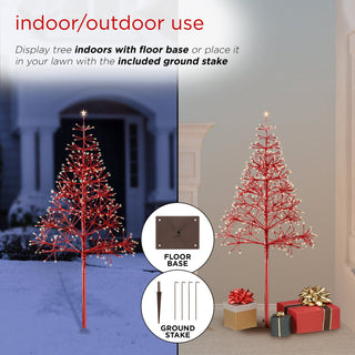 Festive Red Christmas Tree with Warm White LED Lights