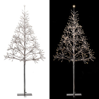 Festive Silver Christmas Tree with Warm White LED Lights