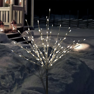 Silver Metallic Foil Tree Stake Warm White LED Lights