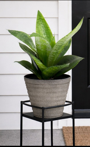 12" White Stone Finish Fluted Round Planter w/ Drainage Hole
