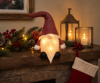 Christmas Large Santa Fabric and Cotton Gnome w/LED Decor