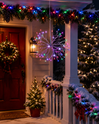 Multicolor Snowflake Hanging Ornament w/Multiclr/Wht LEDs-Lg