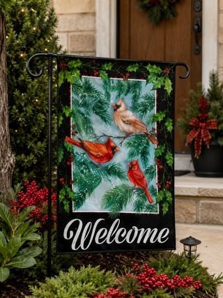 "Welcome Winter Cardinals" Design Garden Flag