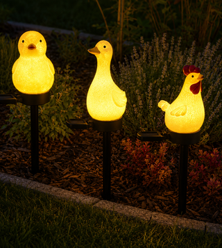 Solar Rooster, Duck, and Chick Stake