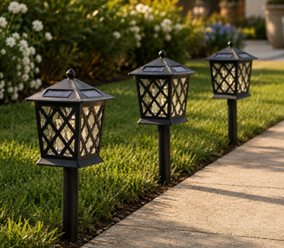 Solar Black Lantern Pathway LED Light