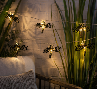 10pc Dragonfly String Lights w/Warm White LED Lights