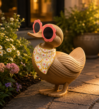 Duck with Pink Glasses and Scarf